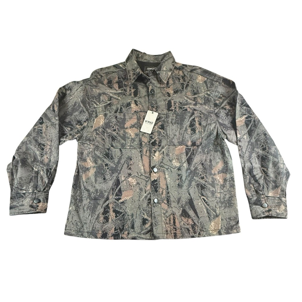 NOMAD Camo Shirt Jacket Men's L Snap Button Workwear Hunting Streetwear Canvas